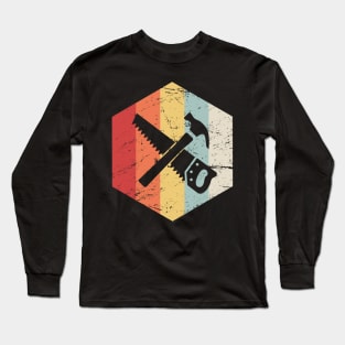 Retro Vintage Saw And Hammer | Carpenter Icon Long Sleeve T-Shirt